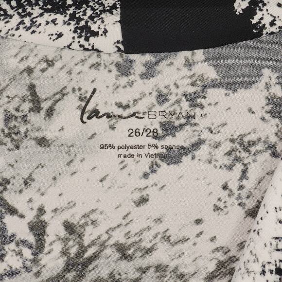 Lane Bryant Top Blouse 26 28 Black White Clouds 54x30 Cowl Stretch Sleeveless - Picture 3 of 12